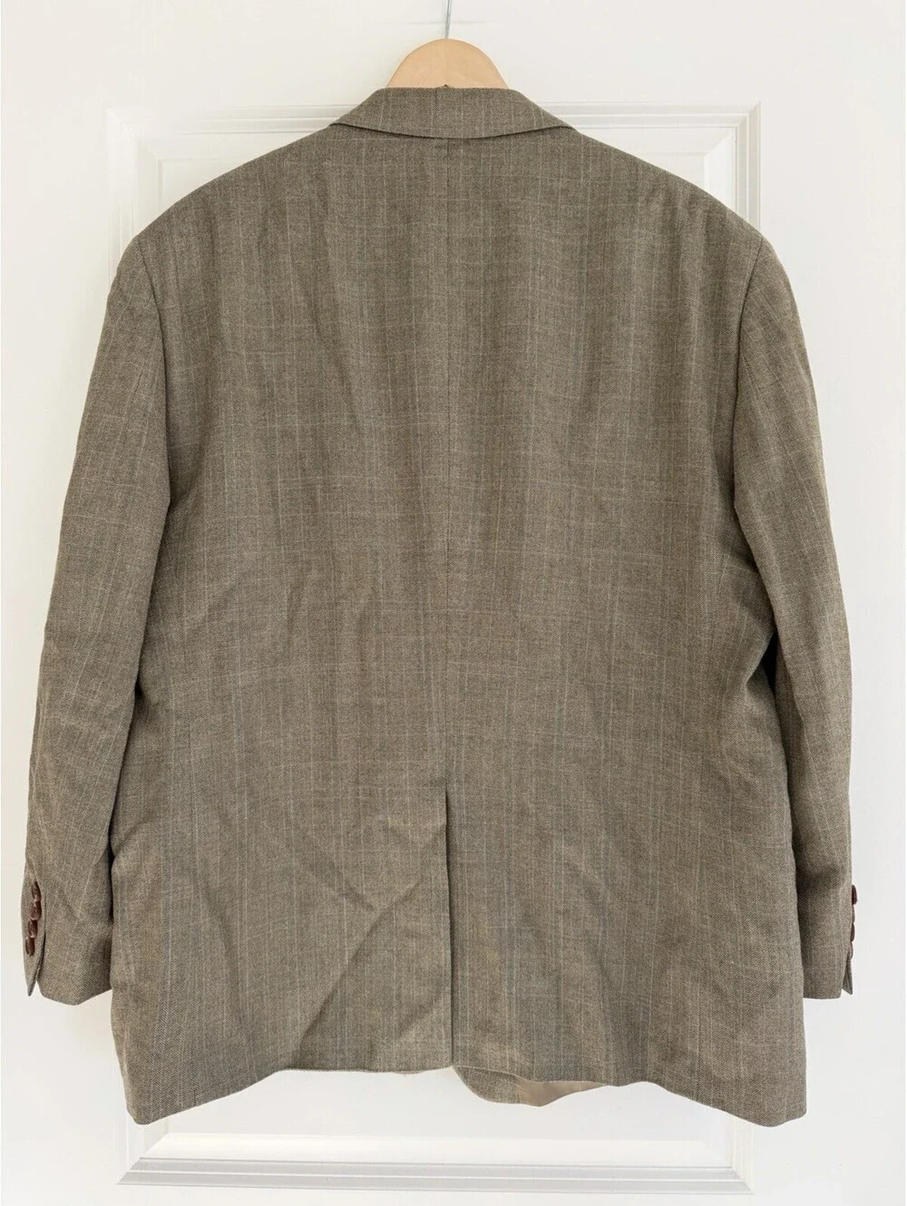Lauren Ralph Lauren Men’s Taupe Herringbone Sport Coat Size 46S Silk Wool Luxury